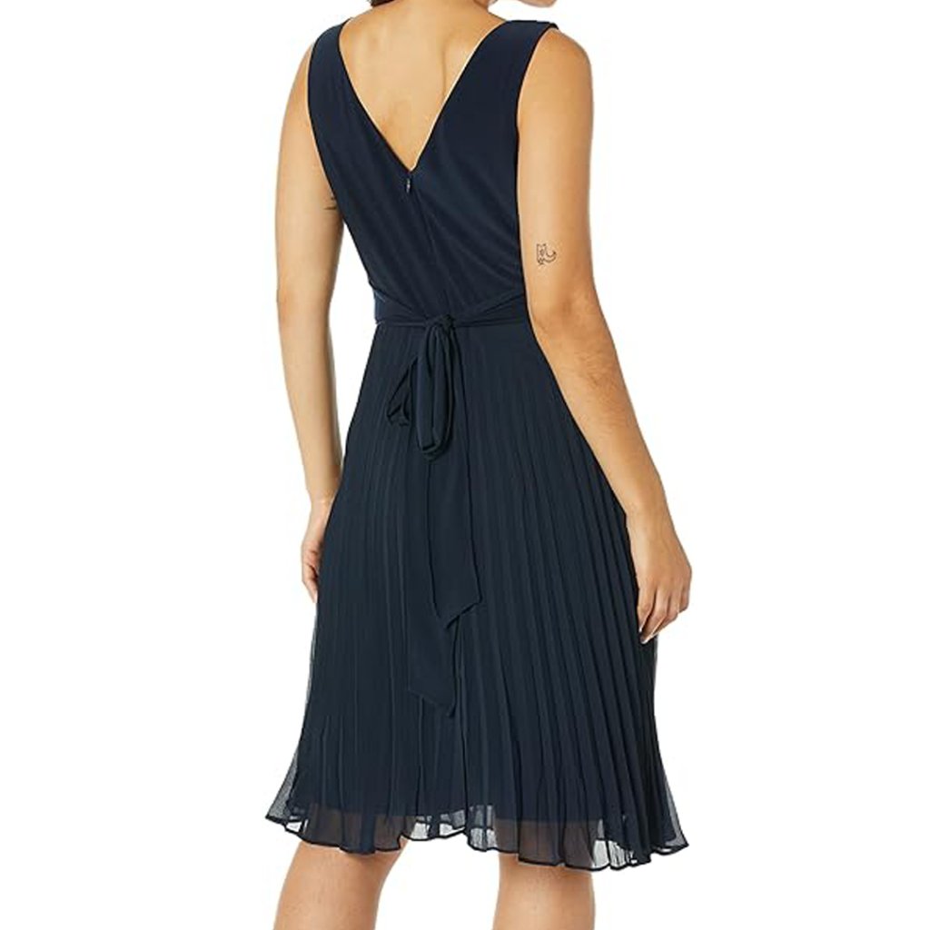 Nwt Adrianna Papell Sleeveless Jersey & Chiffon Blue Dress-Size 8